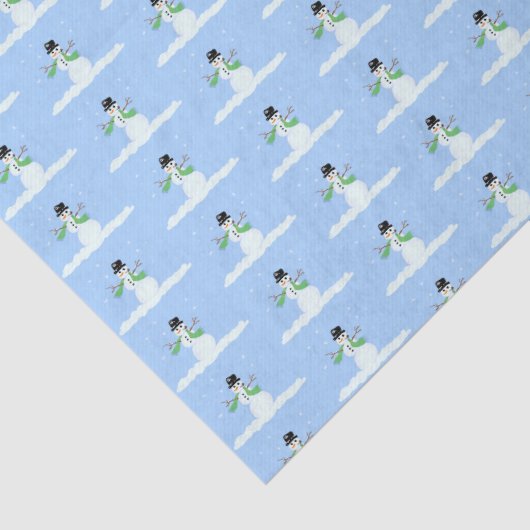 Tiny Snowmen Blue Christmas Winter Pattern Seidenpapier (Detail)