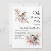 Tiny Sparrow Cherry Blüten Frühjahr 90. Geburtstag Einladung (Vorderseite)