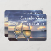 Tiny Sunset Beach Save the Date Flachkarten Einladung (Vorne/Hinten)