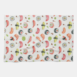 Tiny Sushi Illustration for Nigiri and Maki Fans Geschirrtuch