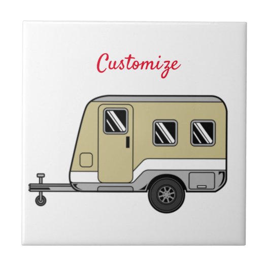 Tiny Tan Caravan Camper Thunder_Cove Fliese (Vorderseite)