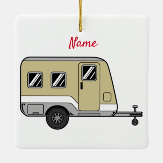 Tiny Tan Caravan Camper Thunder_Cove Keramikornament (Rückseite)