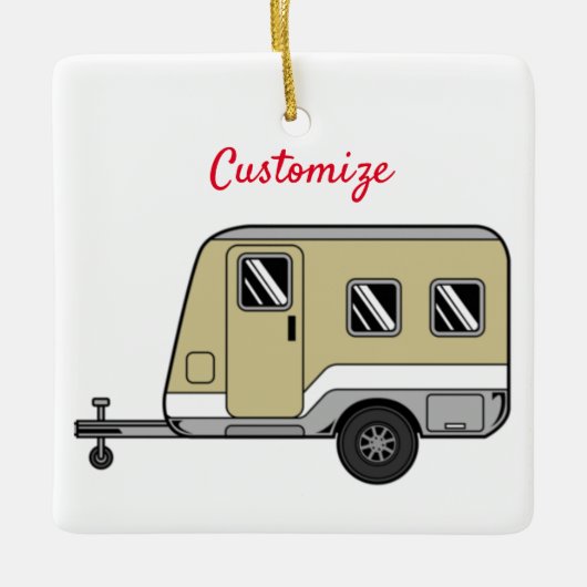 Tiny Tan Caravan Camper Thunder_Cove Keramikornament (Vorderseite)
