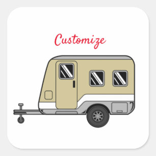 Tiny Tan Caravan Camper Thunder_Cove Quadratischer Aufkleber