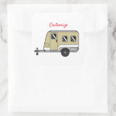 Tiny Tan Caravan Camper Thunder_Cove Quadratischer Aufkleber (Tasche)