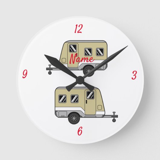 Tiny Tan Caravan Camper Thunder_Cove Runde Wanduhr (Vorderseite)