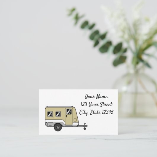 Tiny Tan Caravan Camper Thunder_Cove  Visitenkarte (Stehend Vorderseite)