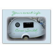 Tiny Teardrop Trailer Sinti und Roma Caravan Tischnummer (Vorderseite)