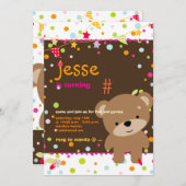 Tiny Teddy Bear Personalisiertes Party Einladung (Vorne/Hinten)
