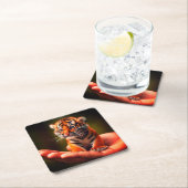 Tiny Tiger Rechteckiger Pappuntersetzer (Vor Ort)