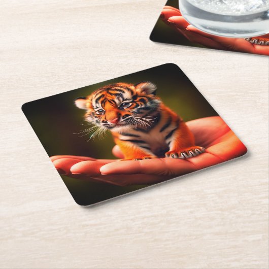 Tiny Tiger Rechteckiger Pappuntersetzer (angewinkelt)