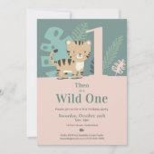 Tiny Tiger Wild One Erster Geburtstag Einladung (Vorderseite)