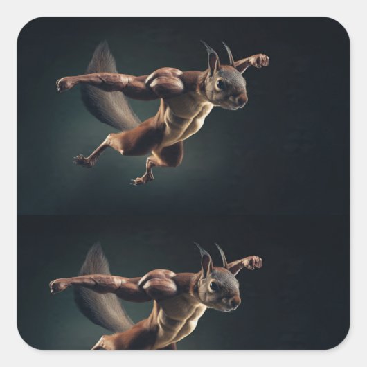 Tiny Titan – Minimal Surreal Squirrel Sticker (Vorderseite)