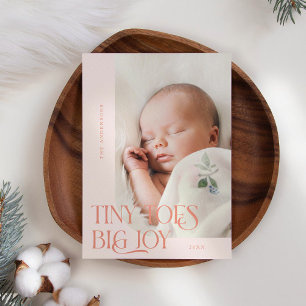 Tiny Toes Big Joy Peach Foto Geburtsankündigung Ankündigung