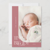 Tiny Toes Big Joy Pink Foto Geburtsankündigung Ankündigung (Vorderseite)