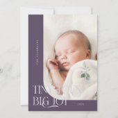 Tiny Toes Big Joy Plum Foto Birth Ankündigung (Vorderseite)
