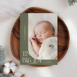 Tiny Toes Big Joy Sage Green Foto Birth Ankündigung