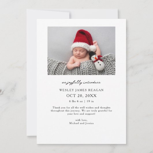 Tiny Toes Big Joy White Foto Geburtserklärung Ankündigung (Rückseite)