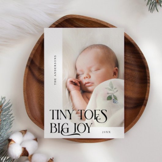 Tiny Toes Big Joy White Foto Geburtserklärung Ankündigung