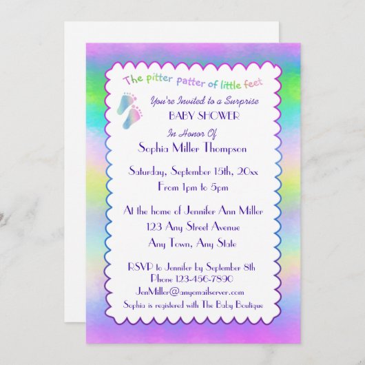 Tiny Tootsies Einladung (Vorne/Hinten)