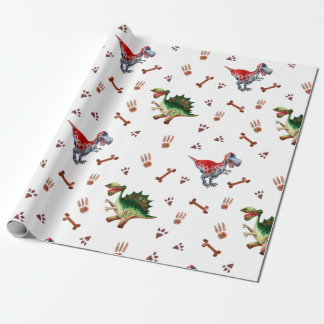 Tiny Tracks Watercolor Baby Dinosaur Wrapping Pape Geschenkpapier
