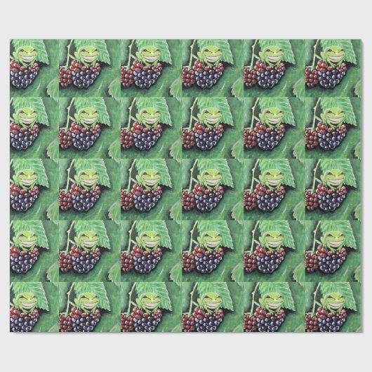 Tiny Tree Frog auf einer BlackBerry-Malerei Geschenkpapier (Flach)