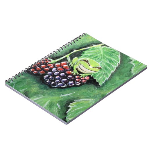 Tiny Tree Frog auf einer BlackBerry-Malerei Notizblock (Linke Seite)