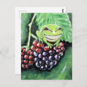 Tiny Tree Frog auf einer BlackBerry-Malerei Postkarte (Vorne/Hinten)
