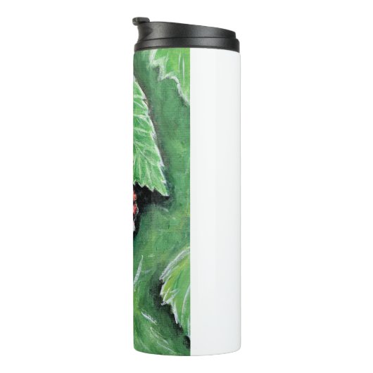 Tiny Tree Frog auf einer BlackBerry-Malerei Thermosbecher (Nach rechts gedreht)