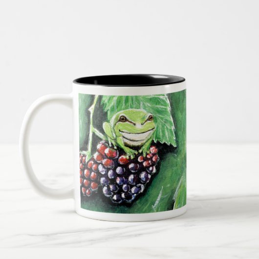 Tiny Tree Frog auf einer BlackBerry-Malerei Zweifarbige Tasse (Links)