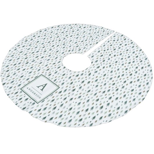 Tiny Trees | Mit Monogramm Baumrock Polyester Weihnachtsbaumdecke (Schrägansicht)