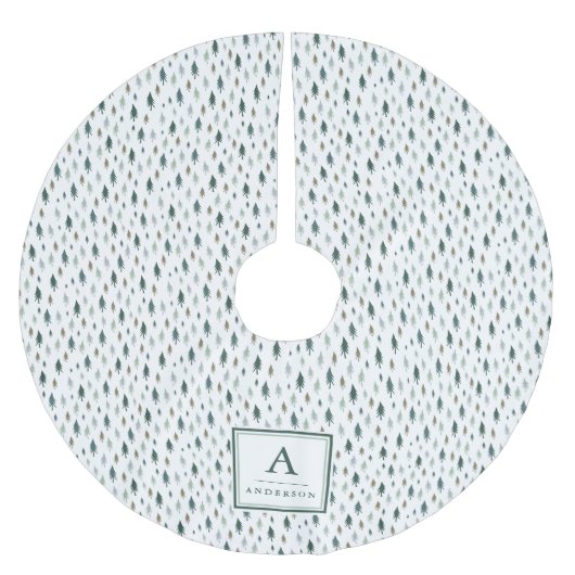 Tiny Trees | Mit Monogramm Baumrock Polyester Weihnachtsbaumdecke (Vorderseite)