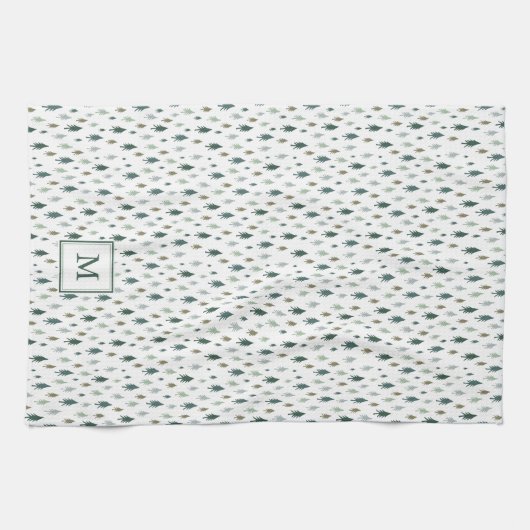 Tiny Trees Mit Monogramm Weihnachten Küchentuch (Horizontal)