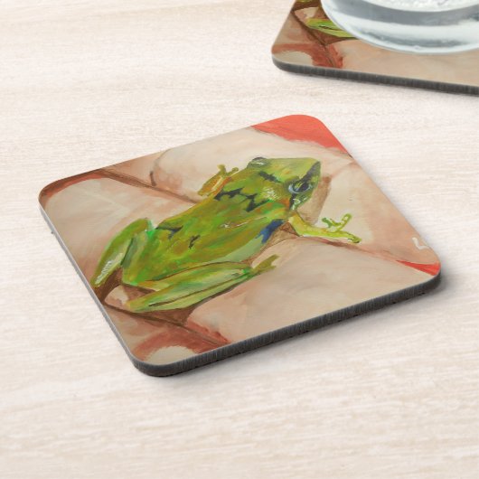 Tiny Tropical Frog Getränkeuntersetzer (Linke Seite)