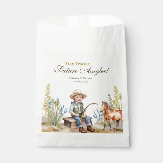 Tiny Trotter Future Angler Fishing Boy Baby Dusche Geschenktütchen (Vorderseite)