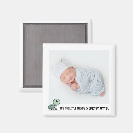 Tiny Turtle Baby Foto Magnet (Vorderseite/Rückseite)