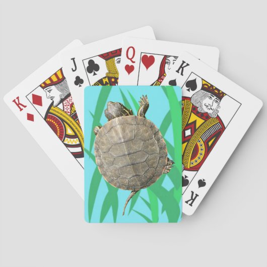 Tiny Turtle (Tortoise) auf der grünen Gras Illustr Spielkarten (Rückseite)