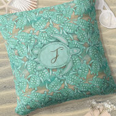 Tiny Turtles Sea and Sand Monogram ID696 Kissen
