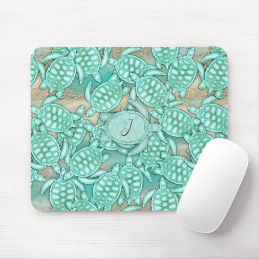 Tiny Turtles Sea and Sand Monogram ID696 Mousepad (Mit Mouse)