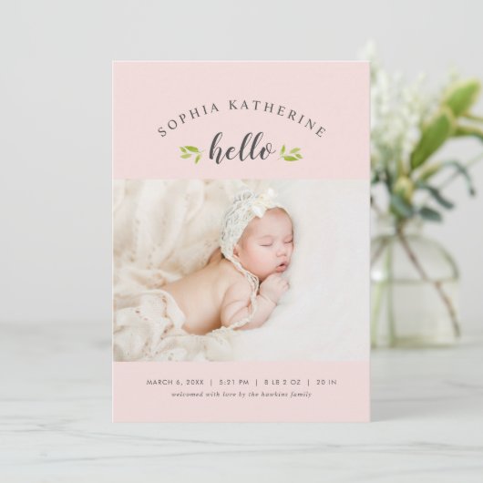 Tiny Twigs Foto Geburtserklärung Ankündigung (Stehend Vorderseite)