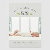 Tiny Twigs Magnetic Foto Geburtsankündigung Magnetkarte (Vorderseite)