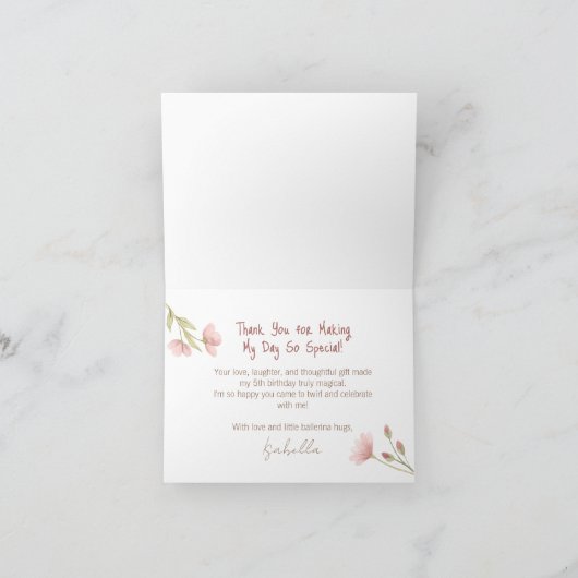 Tiny Twirls – Ballerina  Dankeskarte (Innenseite)