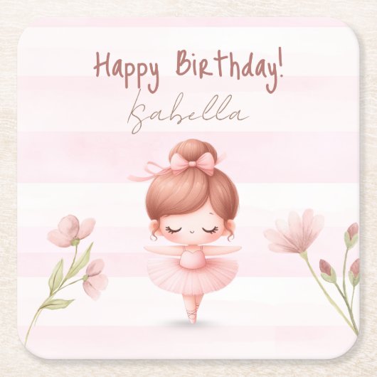 Tiny Twirls – Ballerina  Rechteckiger Pappuntersetzer (Vorderseite)