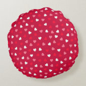 Tiny Valentine Hearts in Rot-Weiß-Rosa Rundes Kissen (Rückseite)