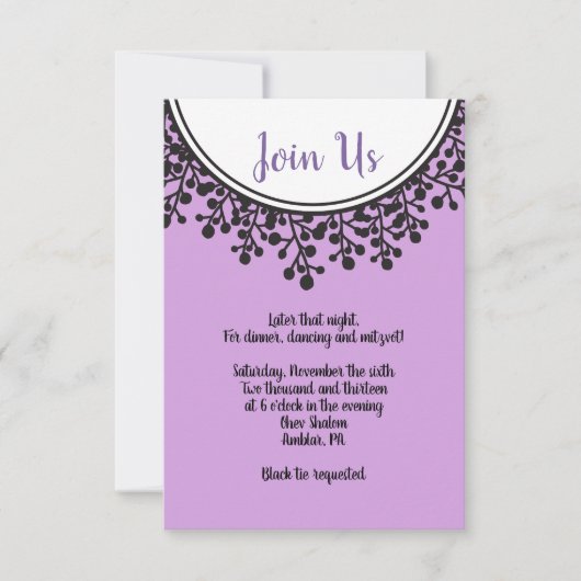 TINY VINES Circular Bat Mitzvah Empfang Card Einladung (Vorderseite)