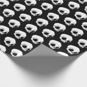 Tiny White Cartoon Skulls Muster auf schwarz Geschenkpapier (Ecke)
