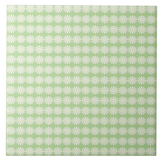 Tiny White Daisies auf Minzgrün Fliese (Vorderseite)