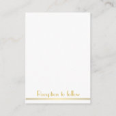 Tiny White Golden Great Gatsby Hochzeitseinladunge Begleitkarte (Rückseite)