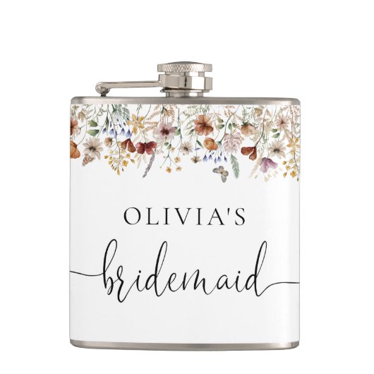 Tiny Wildblume Brautparty Flask Flachmann (Vorderseite)