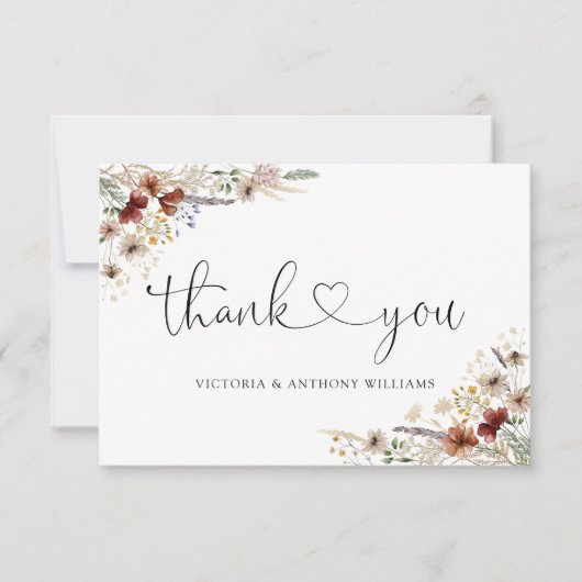 Tiny Wildblume Brautparty Flat Vielen Dank Dankeskarte (Vorderseite)